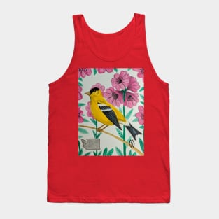 Washington state bird and flower, the goldfinch and rhododendron Tank Top